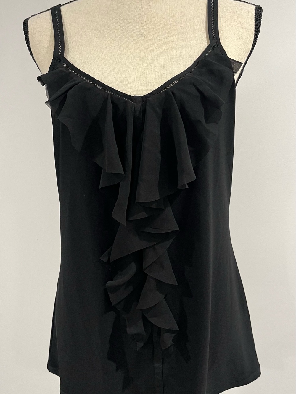 White House Black Market Black Ruffle Camisole